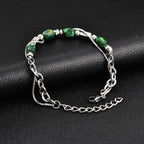 Green Natural Stone Beaded Chain Bracelet