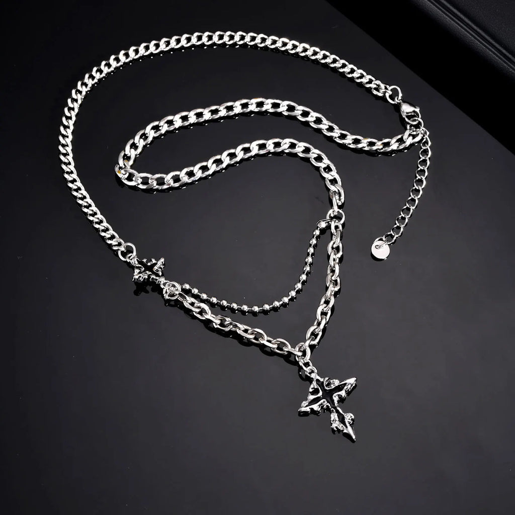 Lava Cross Pendant Cuban Chain Necklace