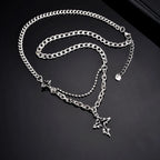 Lava Cross Pendant Cuban Chain Necklace